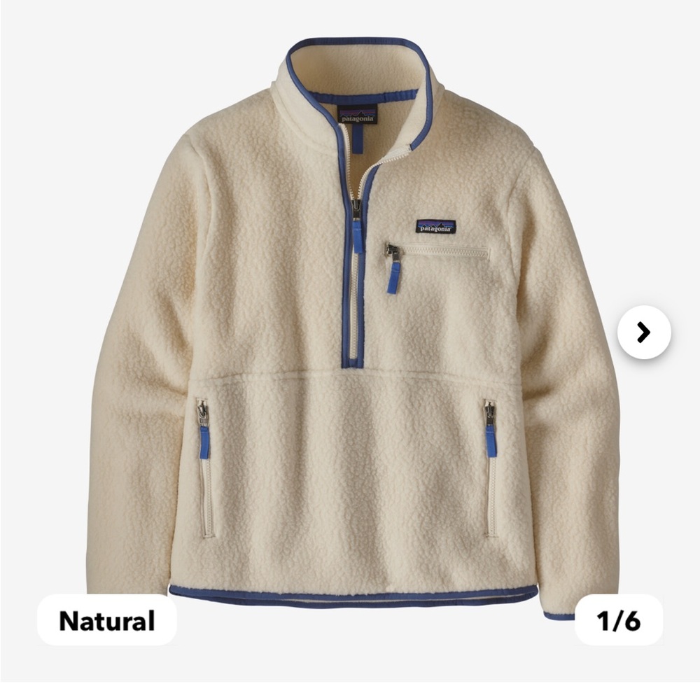 Patagonia Women’s Retro Pile Marsupial Natural Cream Quarter Zip Jacket Size L